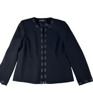 Kasper Womens Petite Short Blazer Jacket Career Lined Embellished Black‎ 10P